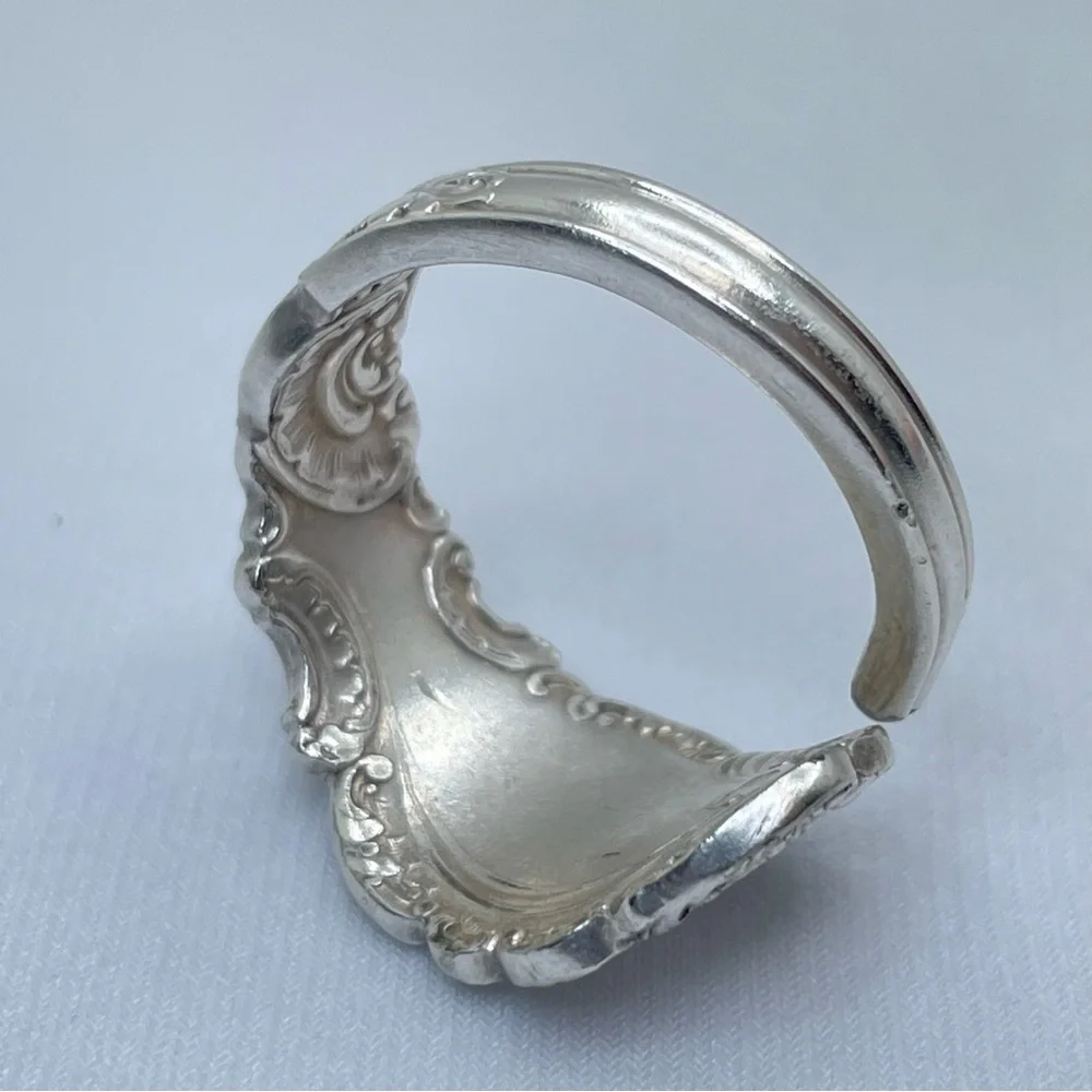 Vintage Stainless Steel Ornate Floral Scroll Boho Wrap Handcrafted Sz 9